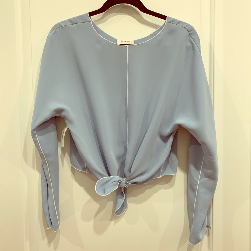 NWT Light blue Babaton Blouse with tie front